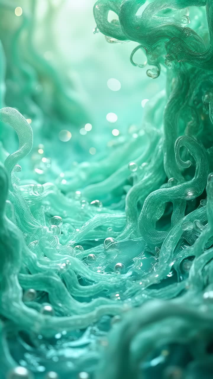 Abstract Teal Organic Texture with Water Droplets