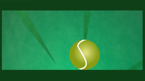 Animation-of-tennis-ball-over-shapes-on-green-background