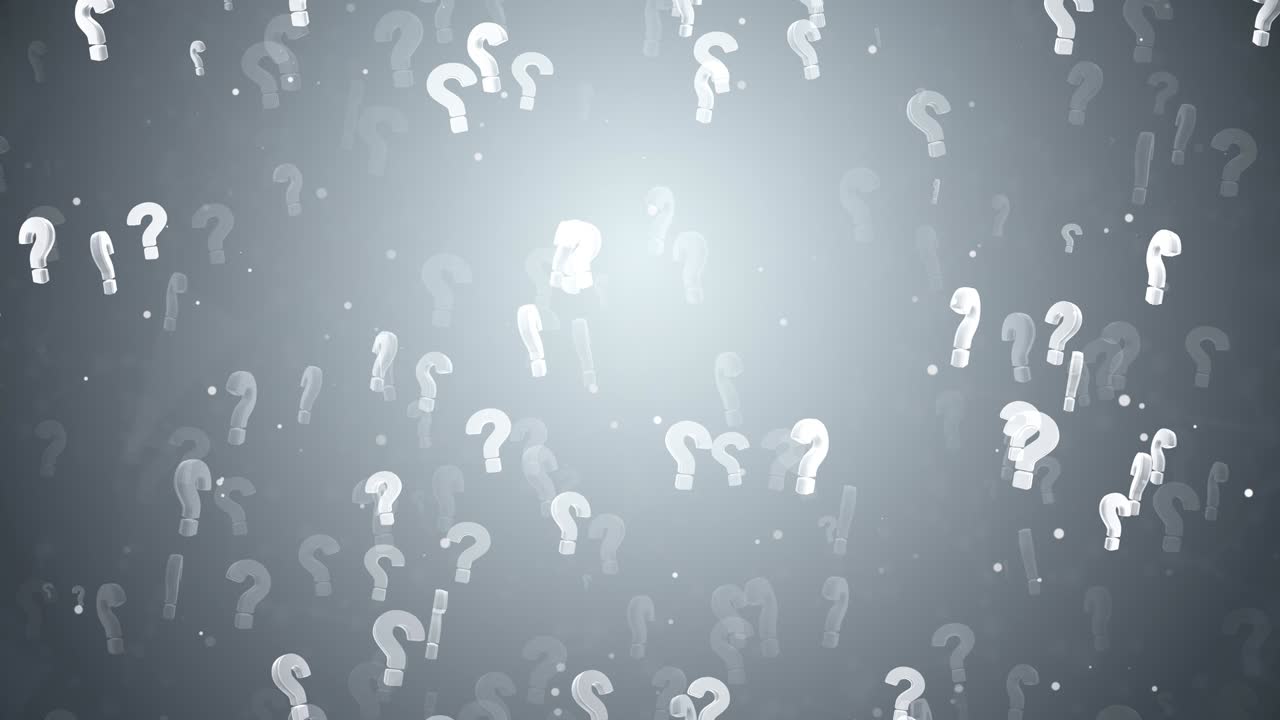 Question Marks Falling Silver and Gold 4K 3D Loop Animation New Motion Background.