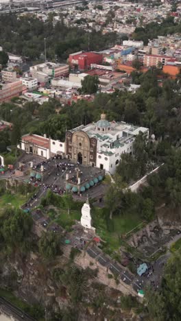 hyperlapse chapel on a hilltop in the basilica de guadalupe area in cdmx, vertical mode