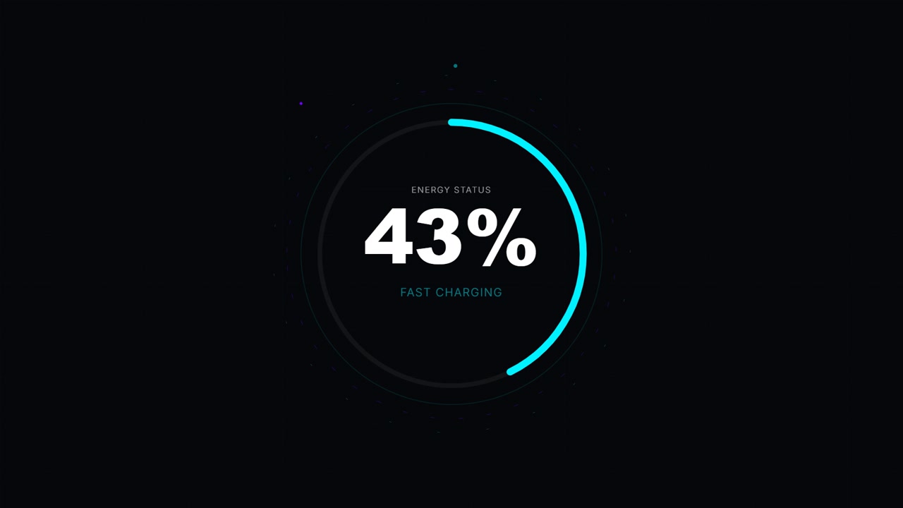 Interfaccia di caricamento dello stato energetico digitale con contatore percentuale