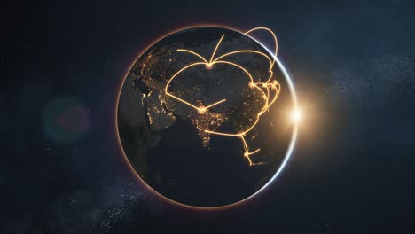 global network loop - orange night earth version