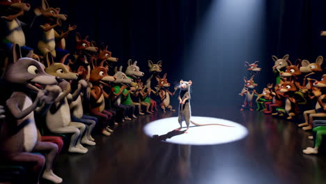 animated rat on stage