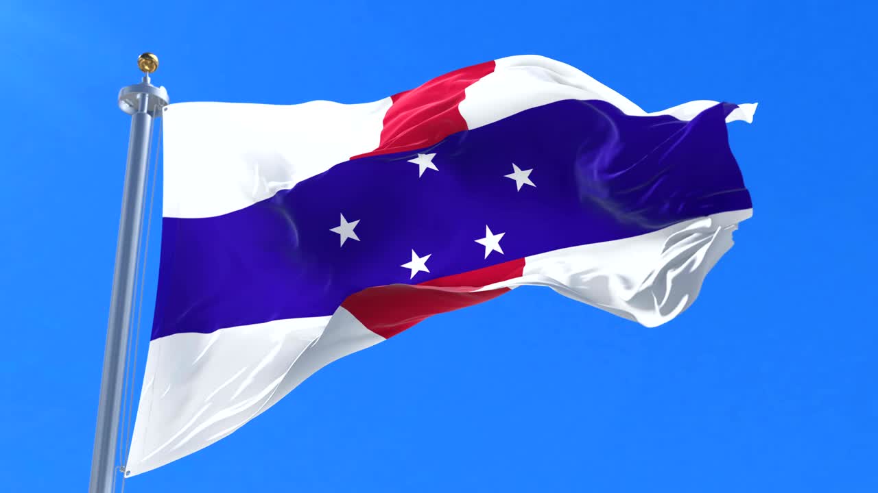 네덜란드 안레스의 발이 바람에 흔들리고 푸른 하늘이 느리게 회전하고 있습니다.