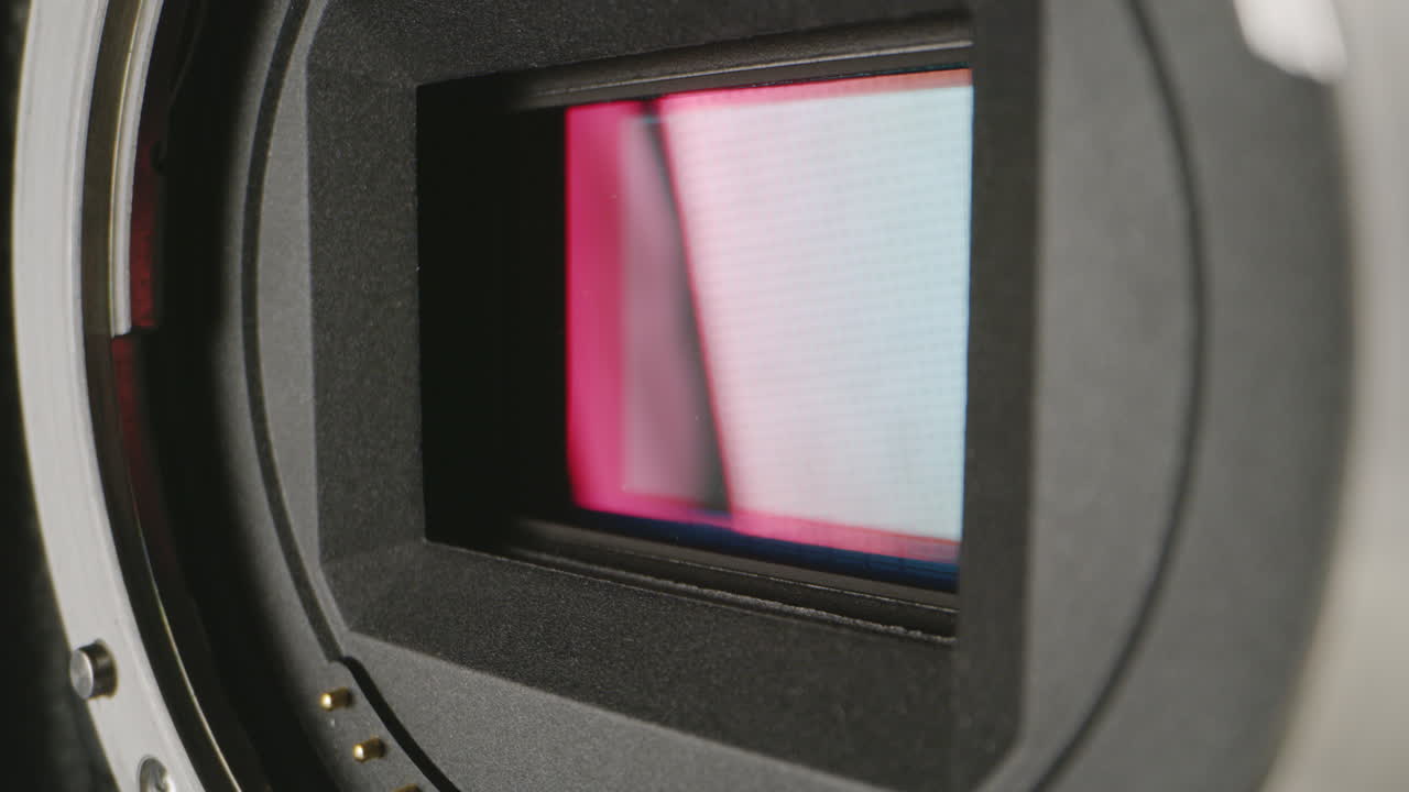 front side of a Digital Camera Extreme Closeup of the Lens Mount and the Mirror of a Digital Camera Shot was Taken in 8k