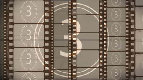 film countdown background with film strip on the cinema screen