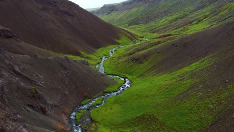 geothermal river at reykjadalur valley near hverageroi in south iceland