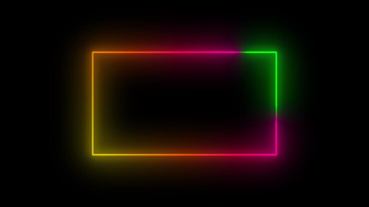 Moldura neon com cores vibrantes.