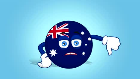 cartoon icon flag australia dislike bad with face animation with alpha matte