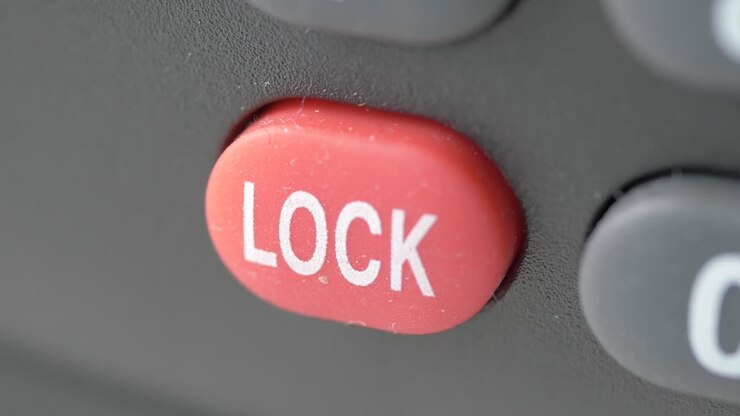 Safe dial lock close up background high quality photo