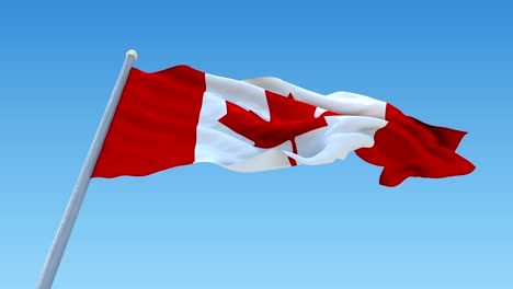 flag of canada waving on clear sky , seamless loop animation.