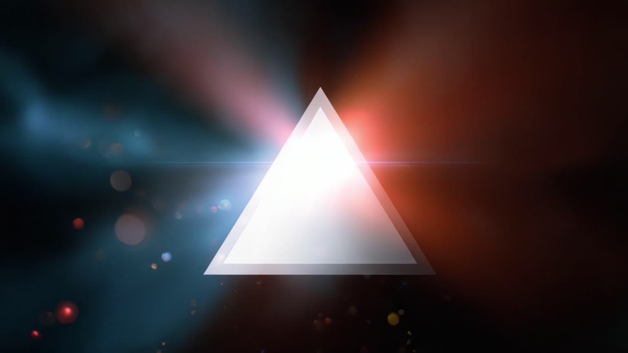 Triangolo illuminante: un vivace viaggio cosmico attraverso la luce e il colore in una straordinaria rappresentazione visiva di arte astratta e frammenti di energia radiosa