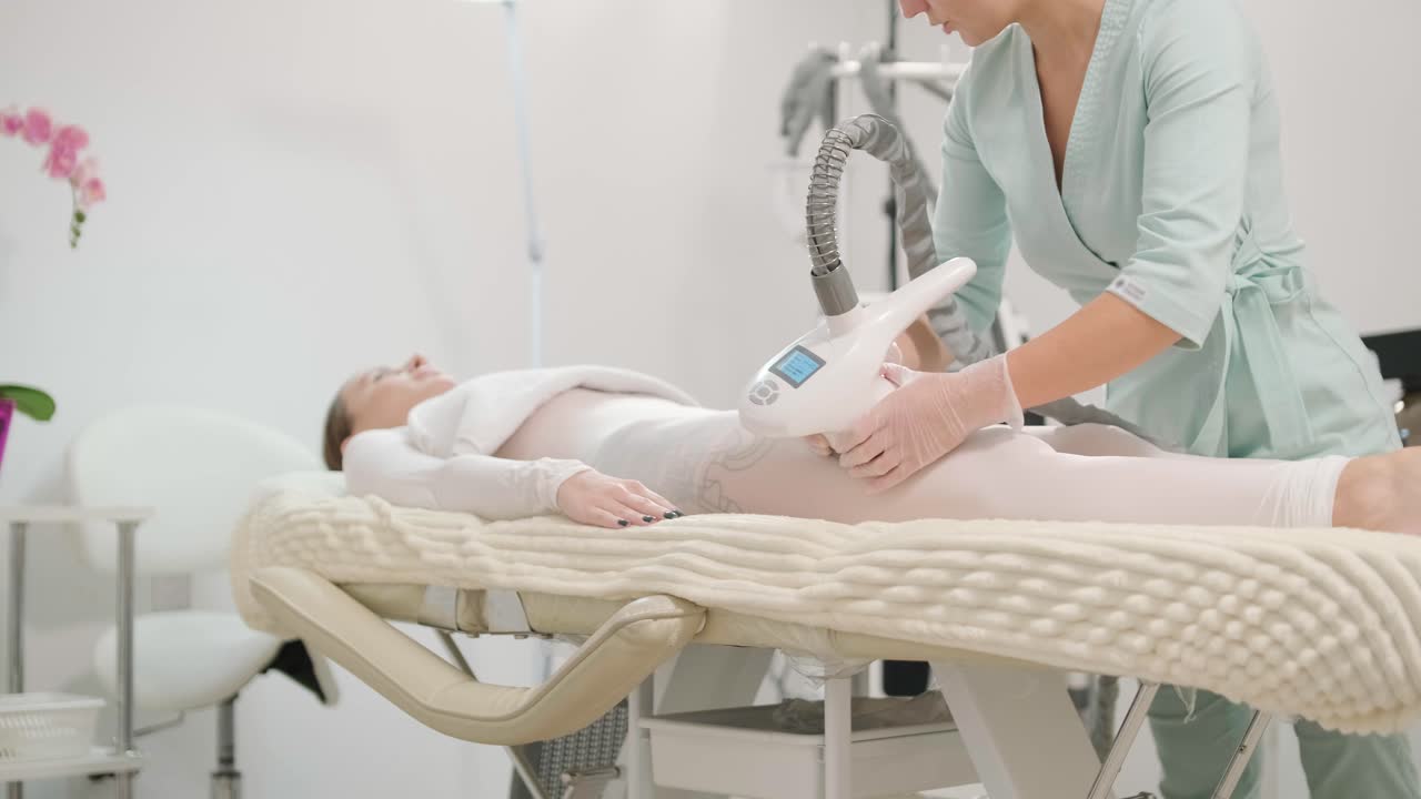 Massaggio corpo vacuum-roller nella clinica di cosmetologia moderna.