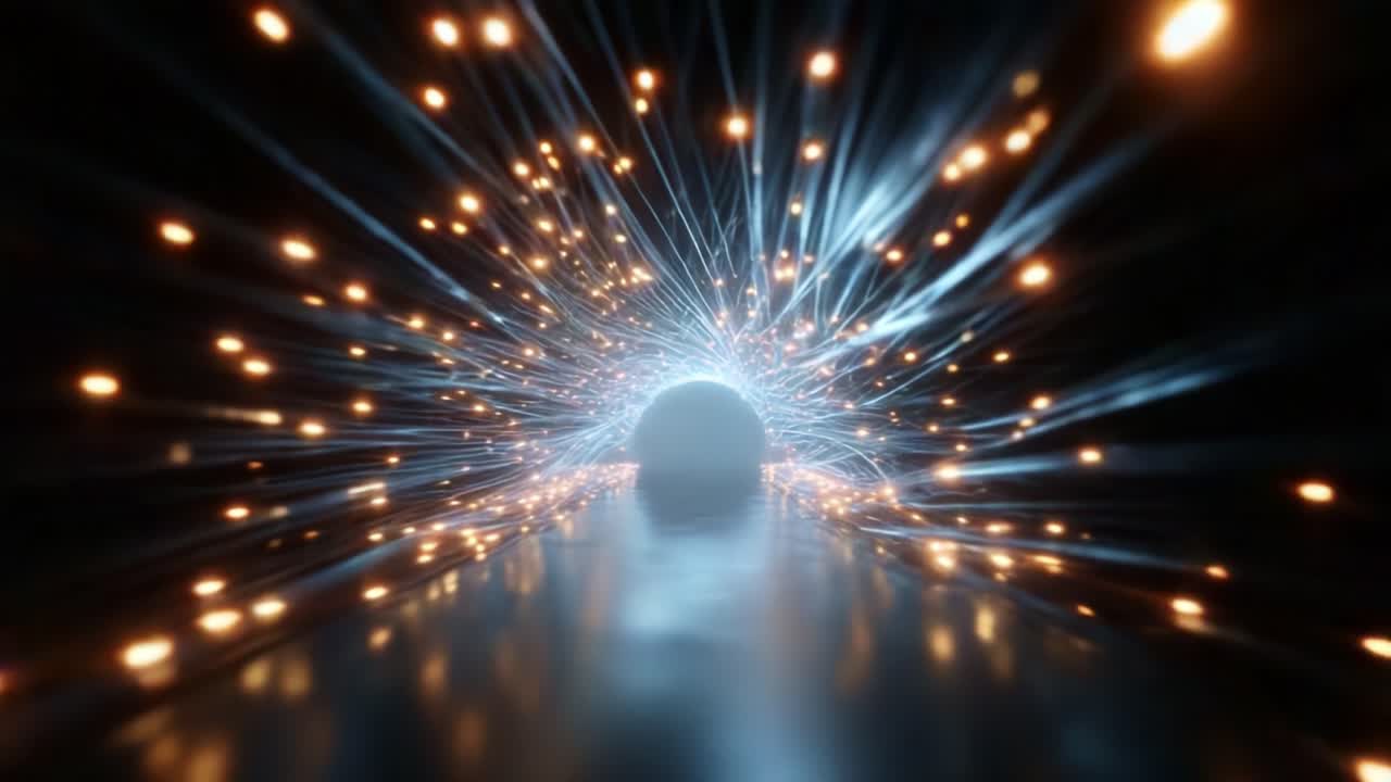 A Mesmerizing Visual Journey Through a Futuristic Tunnel of Light, Stars, and Energy Waves Creating a Dynamic Experience of Space and Motion, Perfect for Science Fiction and Fantasy Themes