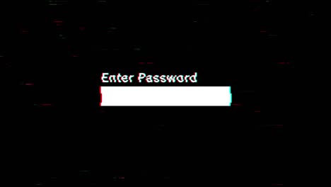 entrar en la pantalla de inicio de sesión de contraseña, animación de fallo en un fondo negro con interferencia digital rgb
