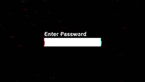 enter password login screen, glitch animation on a black background with rgb digital interference