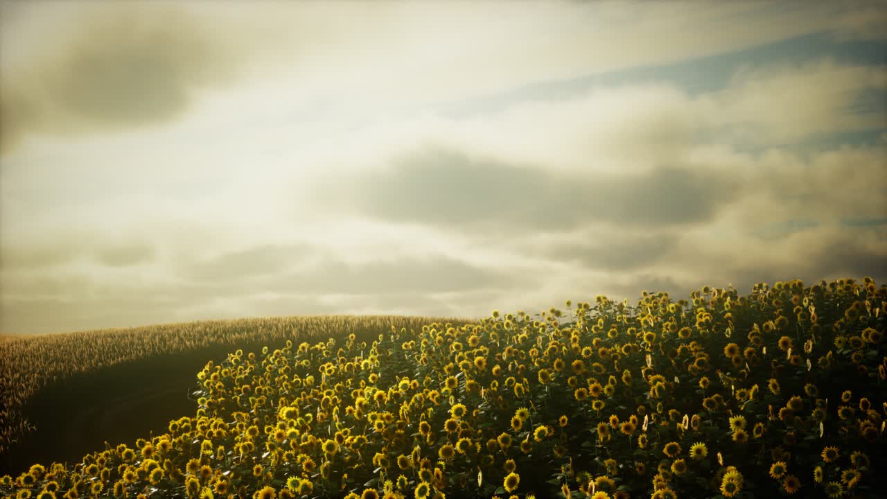 campo de girasoles y cielo nublado