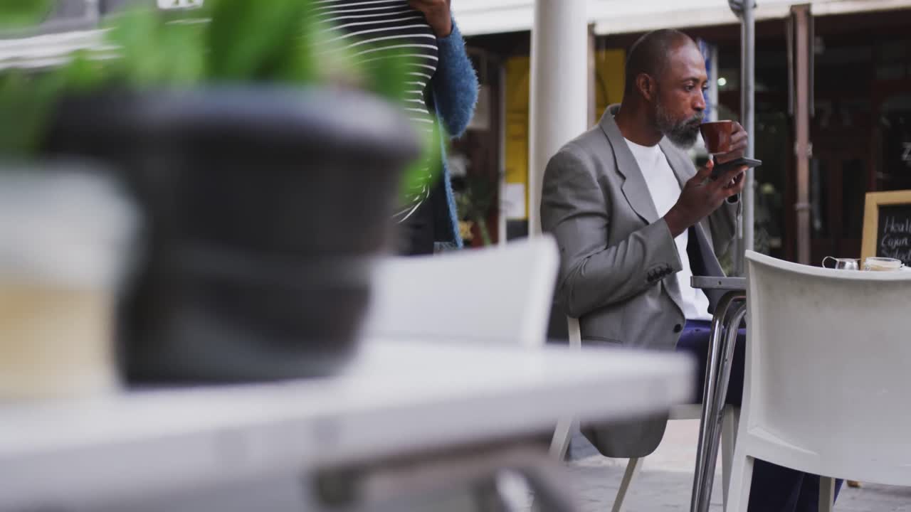 African American man drinking a coffee