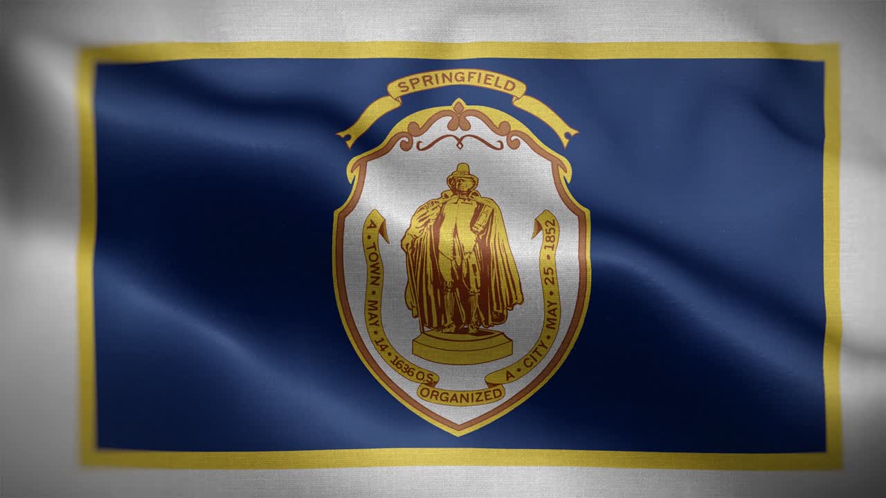 Springfield Massachusetts USA Flag Loop Background 4K