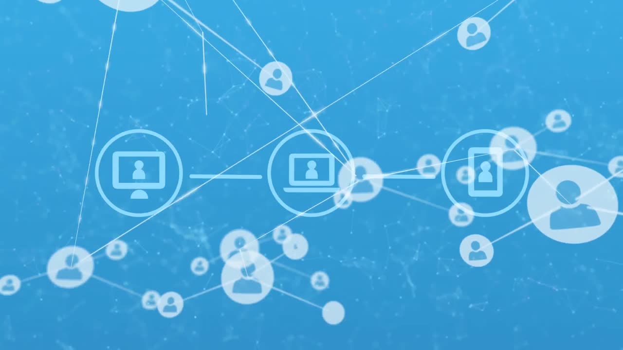 파란색 배경에 연결 네트워크의 애니메이션