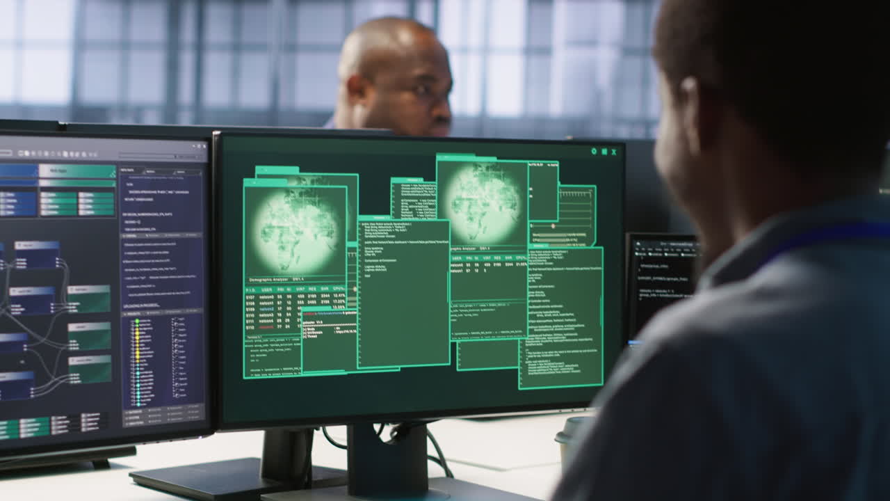 profesionales de it que monitorean la seguridad de la red durante un intento de hackeo