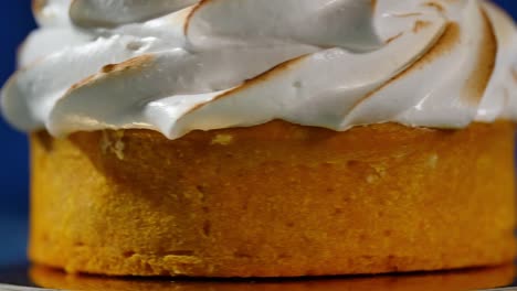 close-up of a lemon-orange meringue tart