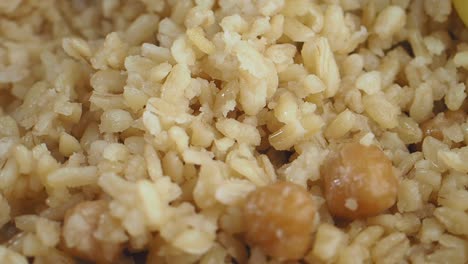 close-up of rice and chickpeas