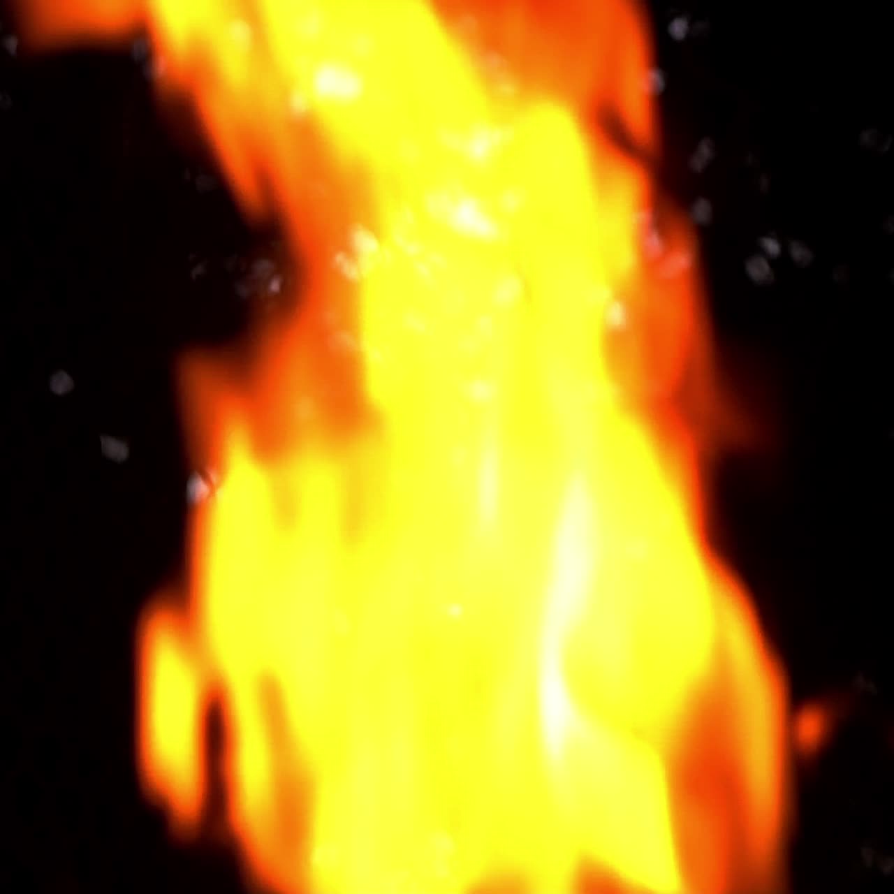 Bål. Slowmotion. Ægte ildflamme på sort baggrund.
