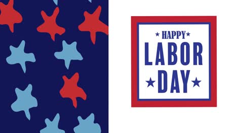 Animation-of-red,-white-and-blue-american-flag-colours-with-labor-day-text-on-white