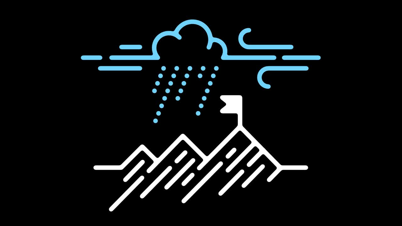 Mountaineering Line Icon Animation with Alpha