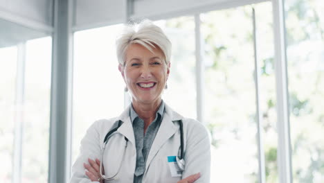 healthcare, doctor and face of woman in hospital
