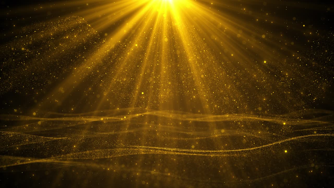 Golden particles rising floating stage decoration background stage glitter ceremony animation stars