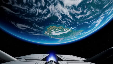 spaceship launching from earth orbit