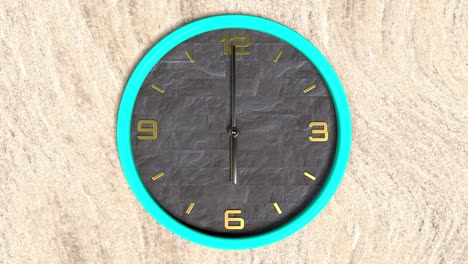 3d animation of round shape clock on the wall. seamless pattern of time moving.