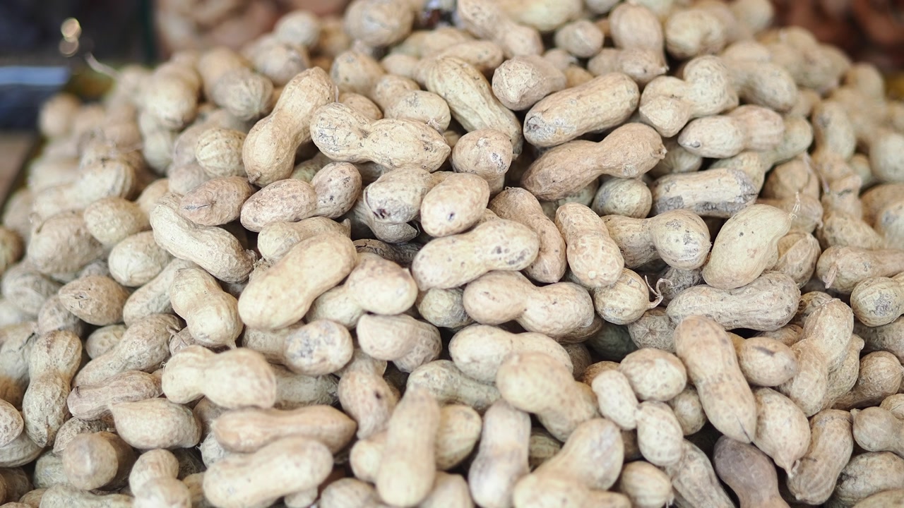 Close-up of a Large Pile of Peanuts in Their Shells