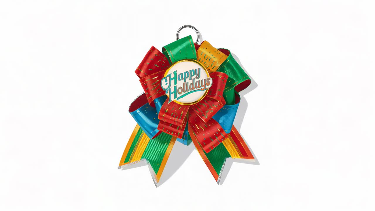 Appearing lens flare from light moving over bow on wall, washing out Happy Holidays badge