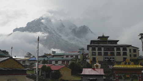 village of tengboche with monastery in the himalayas of nepal