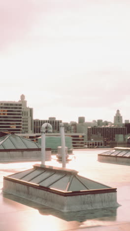 city rooftop at sunset