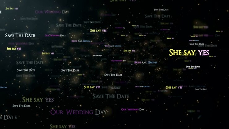 Wedding related loop words Save the date she say yes