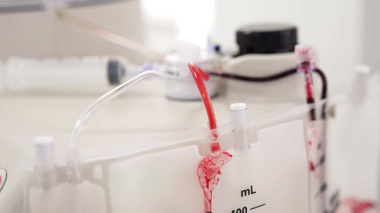 Centrifuge equipment with blood samples in the tubes. Plasma extraction. Prp therapy preparation.