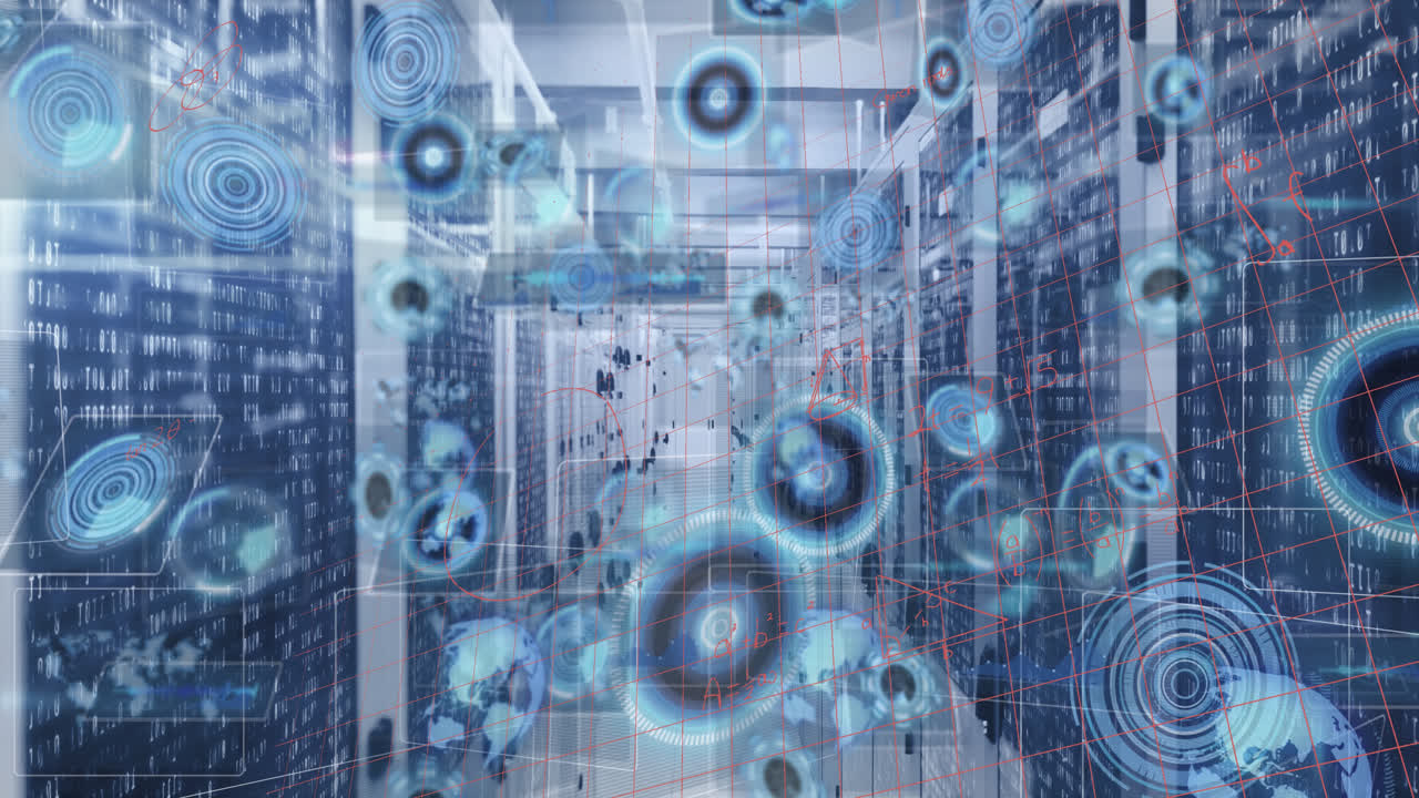 Animation of data processing over server room