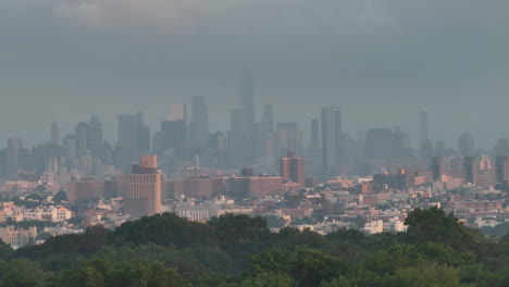 aerial view of new york city on a humid summer morning