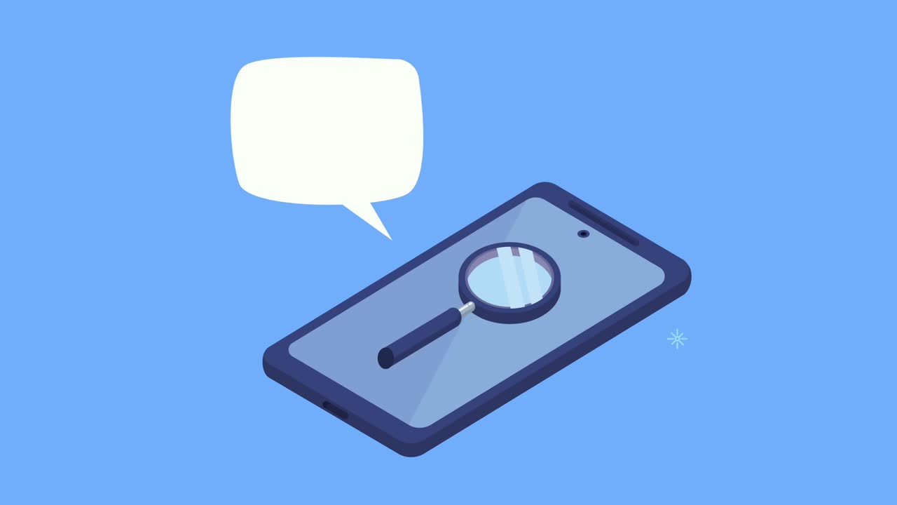 teléfono inteligente con animación de lupa