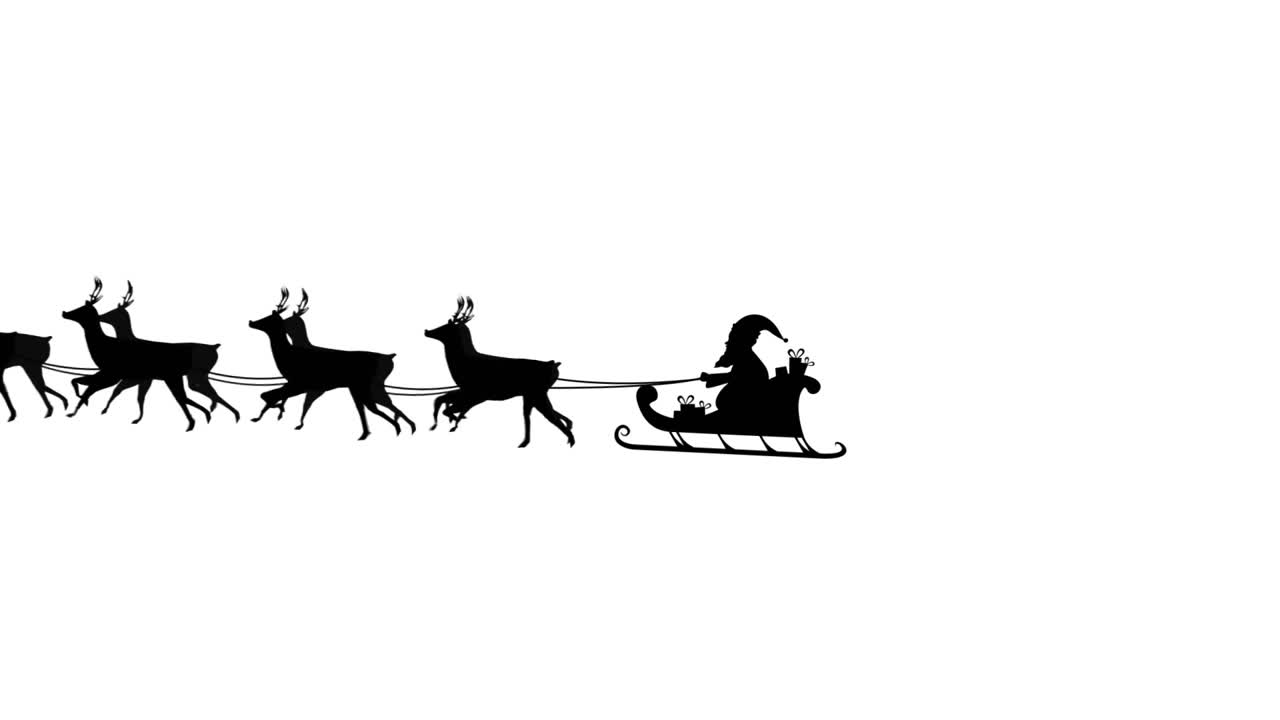 Santa Claus in sleigh pulled by reindeers