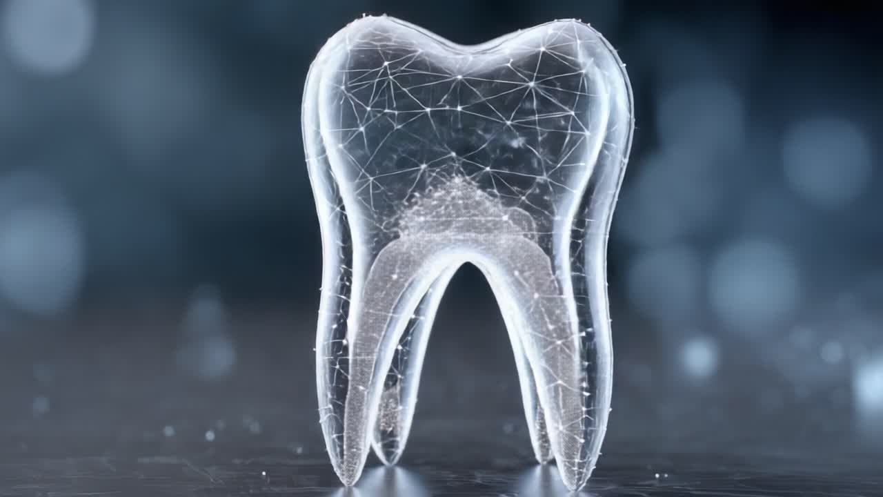 A Stunning Visualization of a Digital Tooth, Showcasing Advanced Aesthetic Geometry and Futuristic Design Elements in a Captivating 3D Representation