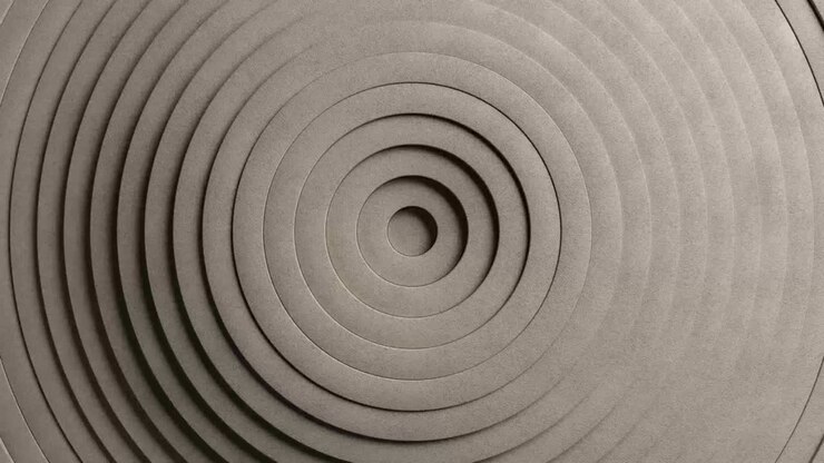 3D Sand-textured Circles Pattern Seamless Loop. Ripple Effect. Abstract Background. 4K