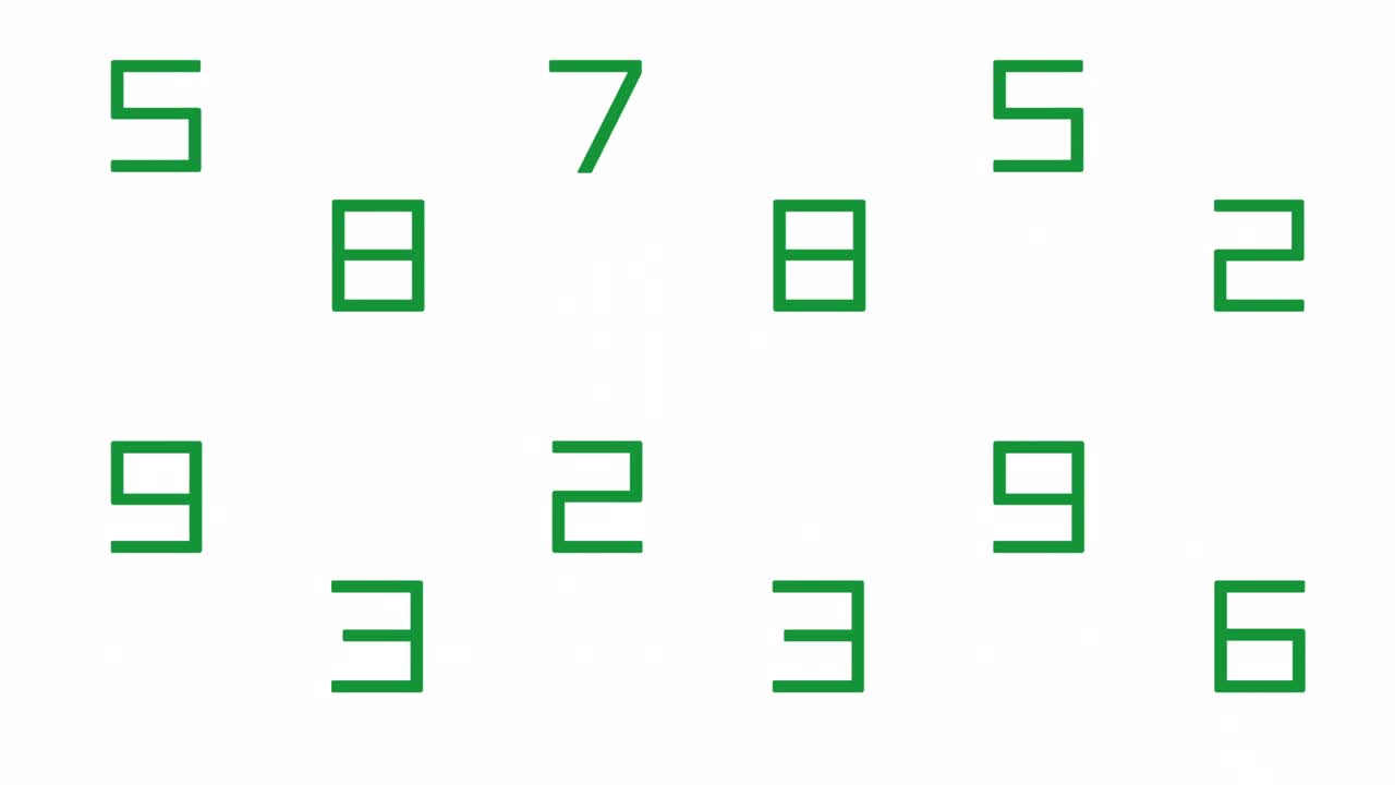 디지털 숫자의 배경 애니메이션 백색 배경