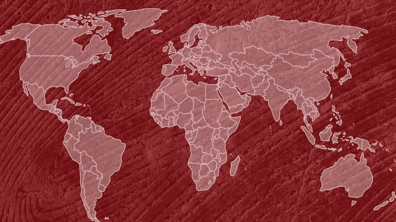 animación de un mapa digital que se mueve sobre un fondo marrón abstracto