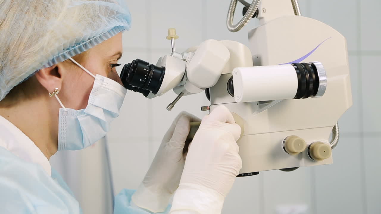 Patient in operating room. Ophthalmology operation room with equipment medicine concept