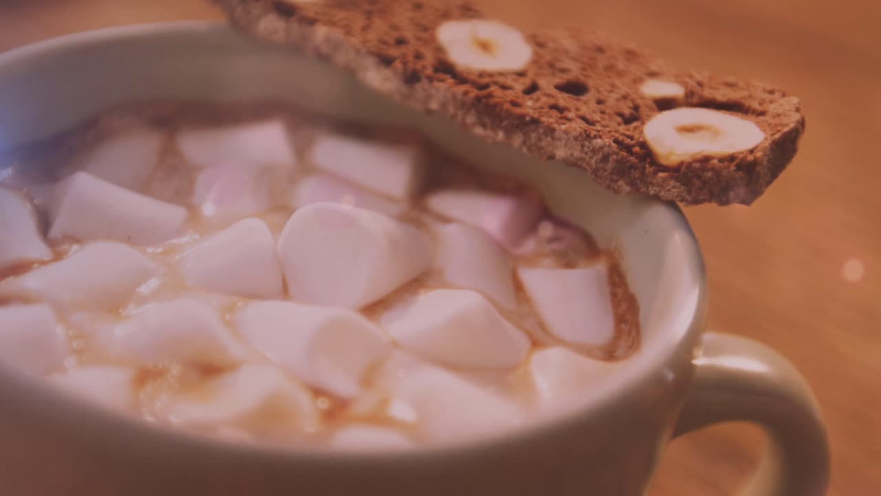 크리스마스 카카오 위에 박이는 빛의 반점 애니메이션